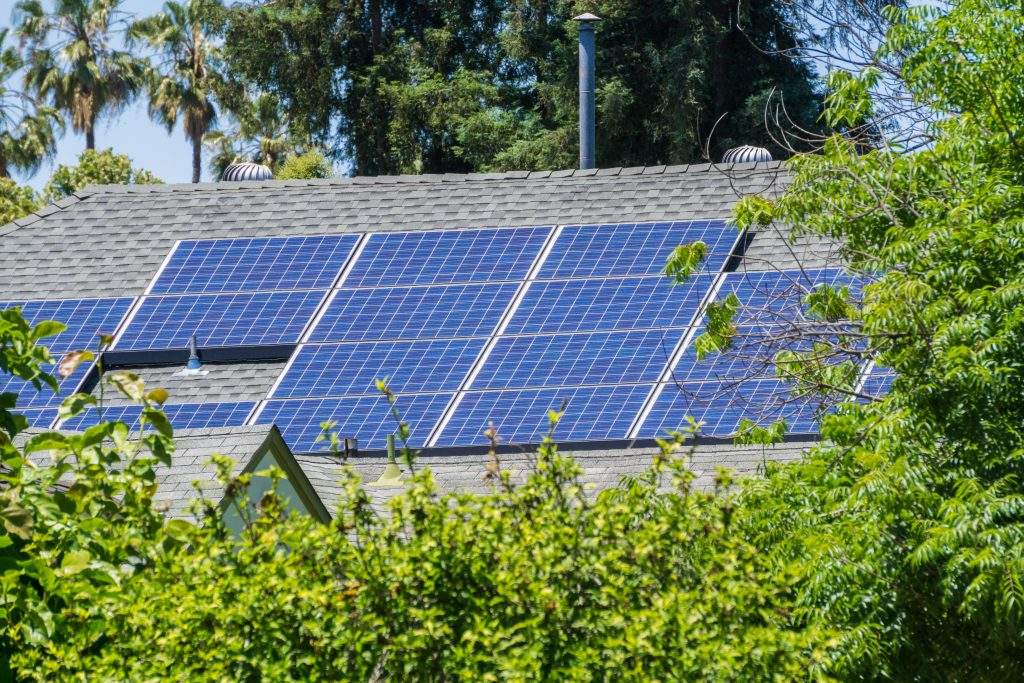 Existing residential solar panel system on a San Jose home.