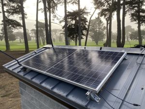Removed and Replaced broken solar panel on out building of TPC Harding San Francisco, Ca